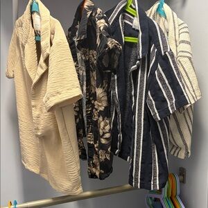 Denim & Flower Kids Button Down Shirts - Beige, Black Floral, Navy Striped